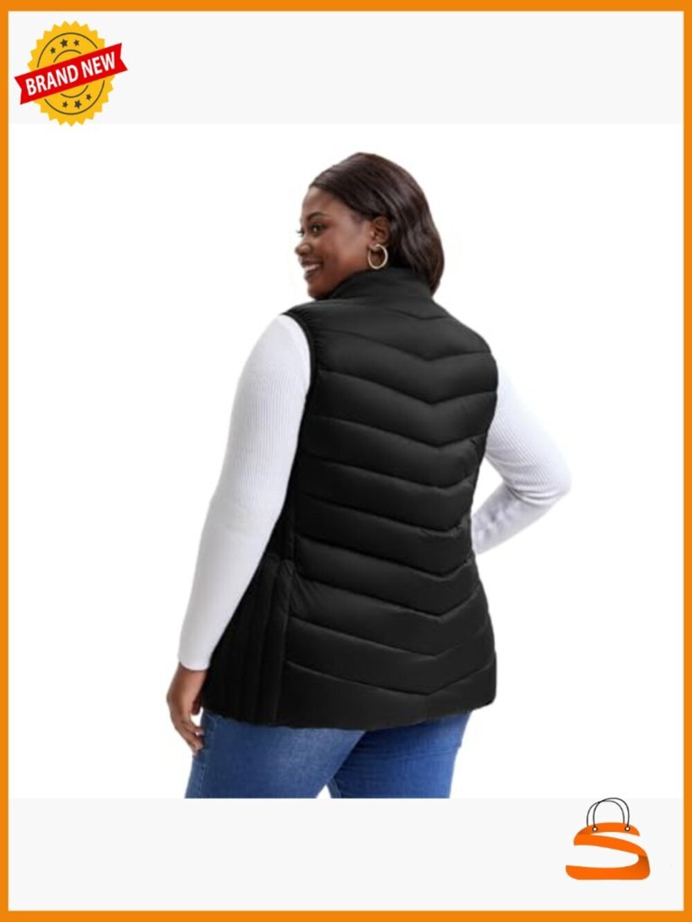 Plus Size Puffer Vest Women 1X-5X Water-Resistant Lightweight Packable - Picture 3 of 7